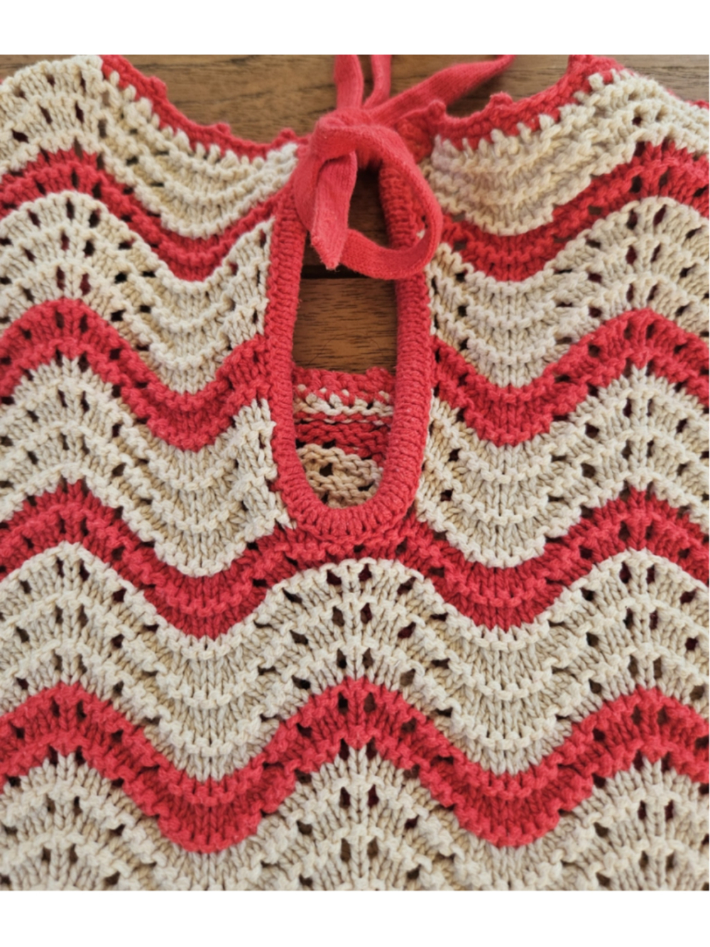 Rails Coen Top Crocheted Sweater in Cherry Oat Stripe Size S - Picture 7 of 7